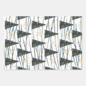 Black Gold White Christmas Tree Weihnachtsmuster Geschenkpapier Set (Vorderseite 2)