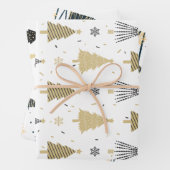 Black Gold White Christmas Tree Weihnachtsmuster Geschenkpapier Set (Beispiel)