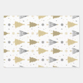 Black Gold White Christmas Tree Weihnachtsmuster Geschenkpapier Set (Vorderseite)