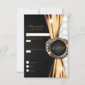 Black Gold & White Elegane Luxury Wedding RSVP Einladung (Vorderseite)