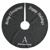 Black Gold White Family Name Weihnachtsbaum Rock Polyester Weihnachtsbaumdecke (Vorderseite)