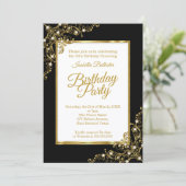 Black Gold White Foto Einladung (Stehend Vorderseite)