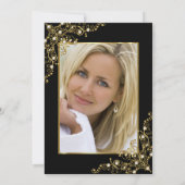 Black Gold White Foto Einladung (Rückseite)