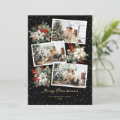 Black Gold White Poinsettia Foto Frohe Weihnachten (Stehend Vorderseite)