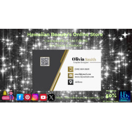 Black Gold & White QR Code Business Cards 33 Pack Visitenkarte