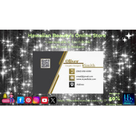 Black Gold & White QR Code Business Cards 34 Pack Visitenkarte