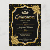 Black Gold & White Quinceañera Birthday Einladung (Vorderseite)