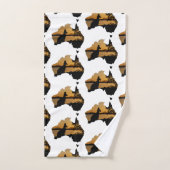 Black, Gold & White Sunset Kangaroo Tree Australie Badhandtuch Set (Handtuch)