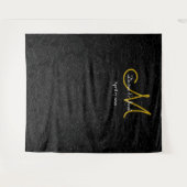 Black Gold White Wedding Monogram Foto Stand Wandteppich (Vorderseite (Horizontal))