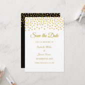 Black Gold White Wedding Save the Date Einladung (Vorderseite/Rückseite Beispiel)