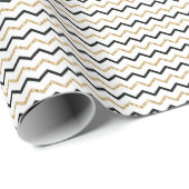 Black Gold White Zickzack Zig Zag Muster Geschenkpapier (Rolleneckpunkt)