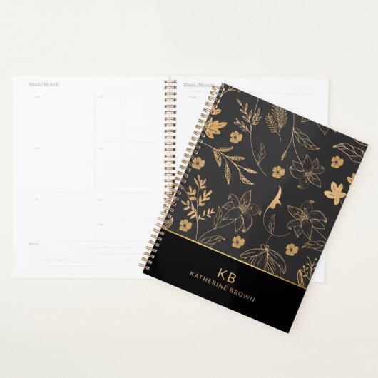 Black Gold Wildflowers floral bloom 2026  planner Planer (Anzeige)