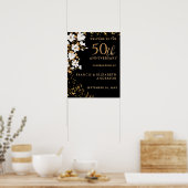 Black Gold Willkommensfloral 50. Hochzeitstag Poster (Küche)