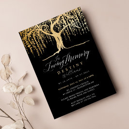 Black & Gold Willow Tree Love Memory Beerdigung Einladung
