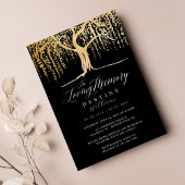 Black & Gold Willow Tree Love Memory Beerdigung Einladung