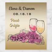 Black Gold Wine Goblets Engagement Party Weinetikett (Einzelnes Label)