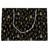 Black Gold Winter Trees Gemustert große Geschenkta Große Geschenktüte (Vorderseite)