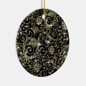 Black & Gold Wirbel Keramik Ornament (Rechts)