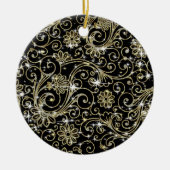 Black & Gold Wirbel Keramik Ornament (Vorne)