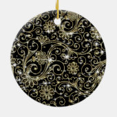 Black & Gold Wirbel Keramik Ornament (Hinten)