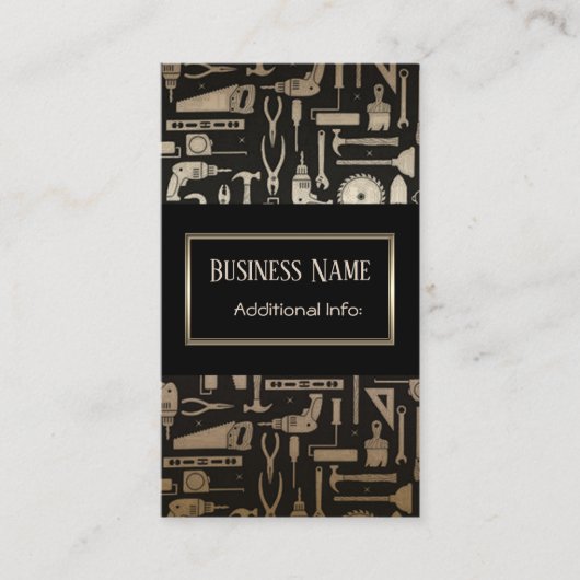 Black & Gold Workshop Tools Business Card 4 Visitenkarte (Vorderseite)