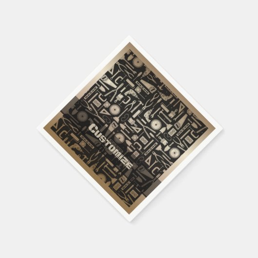 Black & Gold Workshop Tools Napkins Serviette (Ecke)
