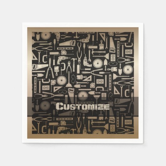 Black & Gold Workshop Tools Napkins Serviette (Vorderseite)