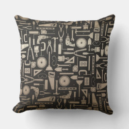 Black & Gold Workshop Tools Throw Kissen Für Draußen