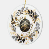 Black Gold Wreath Holiday Keramik Ornament (Links)