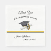 Black Gold Yellow Cap & Tassel | Graduierungsparte Serviette (Vorderseite)