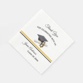 Black Gold Yellow Cap & Tassel | Graduierungsparte Serviette (Ecke)