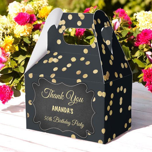 Black Gold Yellow Glitzer Confetti Chic Fevor Box Geschenkschachtel