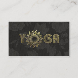 Black Gold Yoga Mediation Mandala Floral Linen Visitenkarte