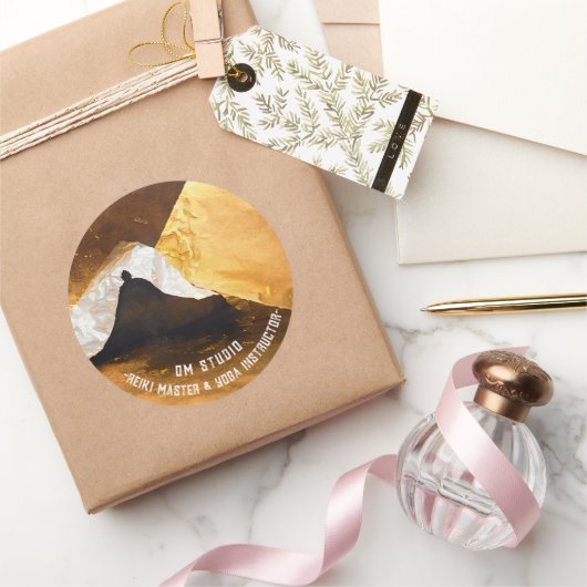 Black Gold Yoga Meditation Instructor Reiki Master Runder Aufkleber (Schenken)