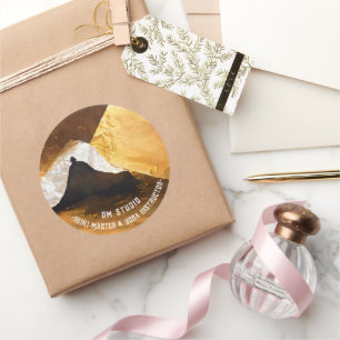 Black Gold Yoga Meditation Instructor Reiki Master Runder Aufkleber