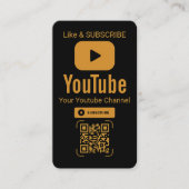 Black Gold YouTube Subscribe QR Code Visitenkarte (Vorderseite)