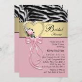 Black Gold Zebra Pink Zebra Brautparty Einladung (Vorne/Hinten)