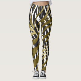 Black & Gold Zebra Print Safari Chic Glamour Leggings