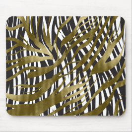 Black & Gold Zebra Print Safari Chic Glamour Mousepad