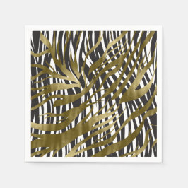Black & Gold Zebra Print Safari Chic Glamour Serviette