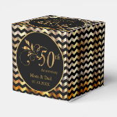 Black & Gold Zickzack 50. Hochzeitstag Geschenkschachtel (Rückseite)