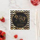 Black & Gold Zickzack 50. Hochzeitstag Serviette (Beispiel)