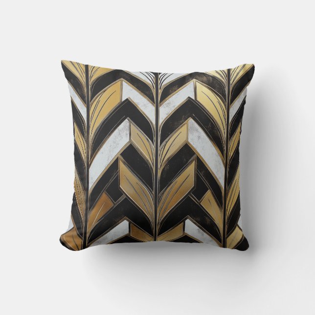 Black Gold Zickzack Deko Pillow Kissen (Vorderseite)