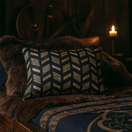 Black Gold Zickzack Pattern Abstrakt Geometric Dek Dekokissen