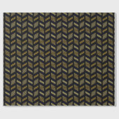 Black Gold Zickzack Pattern Abstrakt Geometric Dek Geschenkpapier (Flach)