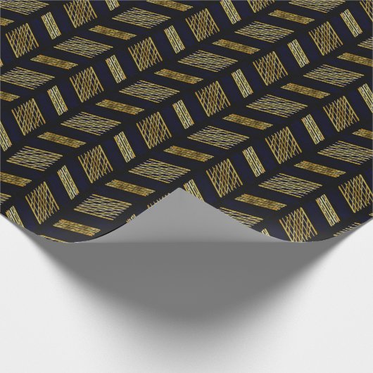 Black Gold Zickzack Pattern Abstrakt Geometric Dek Geschenkpapier (Ecke)