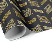 Black Gold Zickzack Pattern Abstrakt Geometric Dek Geschenkpapier (Rolleneckpunkt)