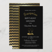 Black Gold Zickzack Überraschung Geburtstagsfest Einladung (Vorne/Hinten)