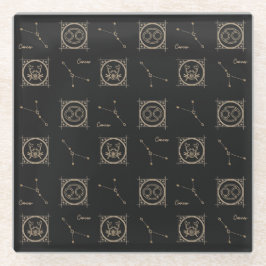 Black & Gold Zodiac Cancer Astrologie Star-Zeichen Glasuntersetzer