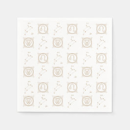 Black & Gold Zodiac Leo Astrologie Star Sign Squar Serviette